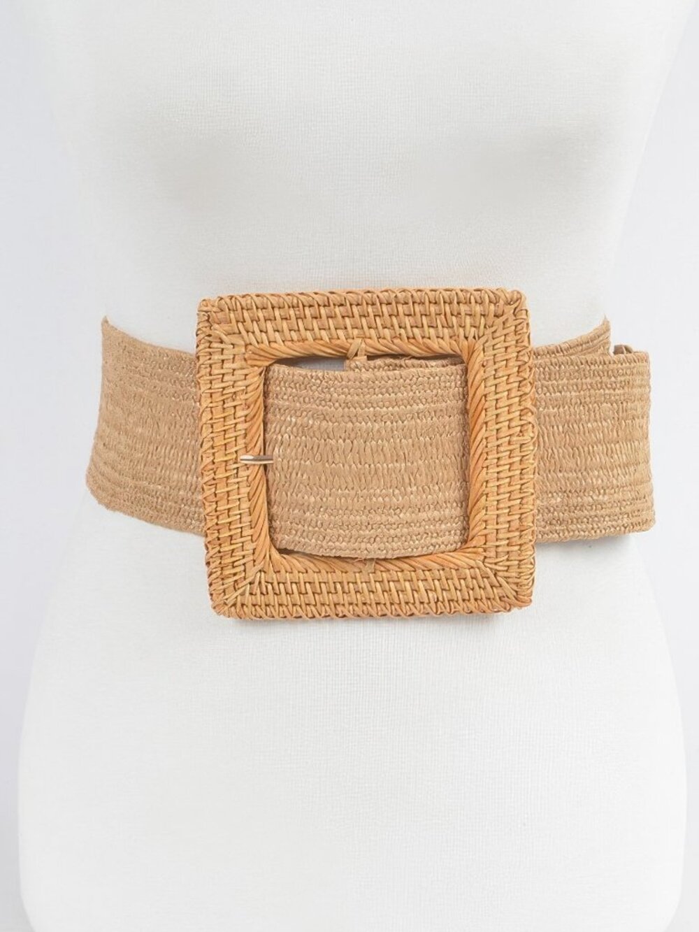 Oversized Bamboo Buckle Waist Elastic Belt